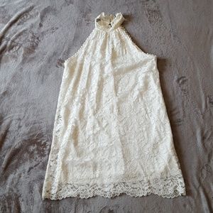 High Neck Lacey White Dress